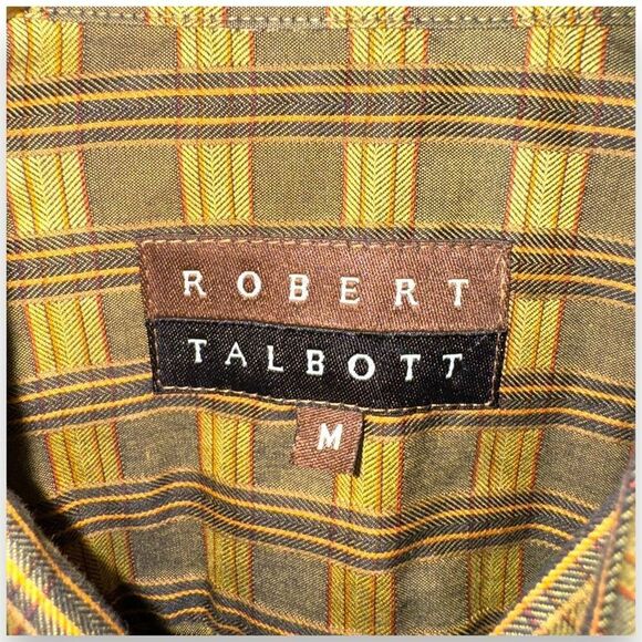 Robert Talbott Green Check Button Down Shirt Size M - Picture 2 of 8